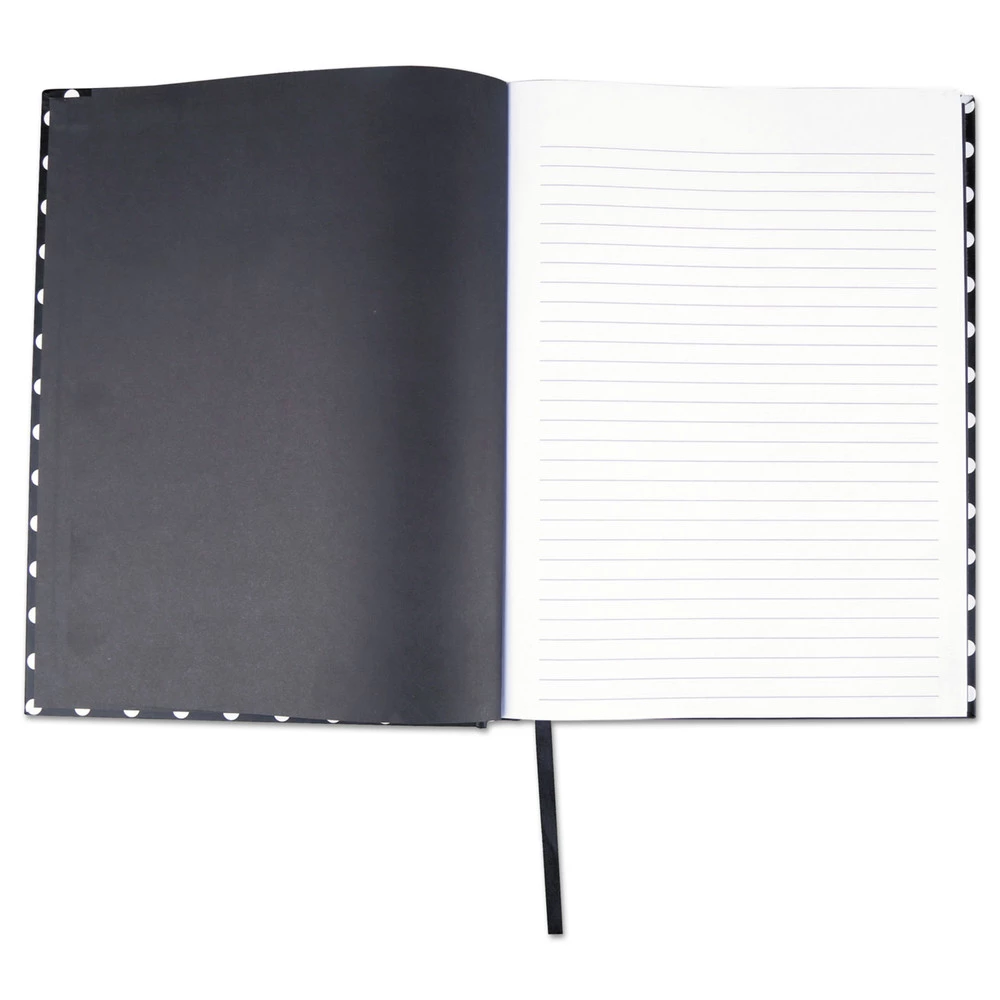 Universal UNV66350 150-Sheets 10.25 In. X 7.68 In., Wide/Legal Rule, Casebound Hardcover Notebook - Black/White Dots - Image 3