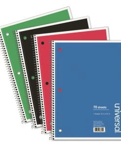 Universal UNV66614 Wirebound 70-Sheet 1-Subject Medium/College Rule 10.5 In. X 8 In. Notebook - Assorted Color Covers (4-Piece/Pack)