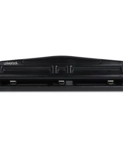 Universal UNV74323 12 Sheet Capacity Deluxe Adjustable Two And Three Hole Punch - Black