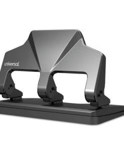 Universal UNV74325 30 Sheet Capacity Power Assist Three Hole Punch - Black