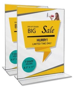 Universal UNV76864 2-Sided T-Style 8-1/2 In. X 11 In. Freestanding Frames - Clear (2-Piece/Pack)