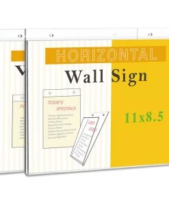 Universal UNV76883 11 In. X 8.5 In. Horizontal Wall Mount Sign Holders - Clear (2/Pack)