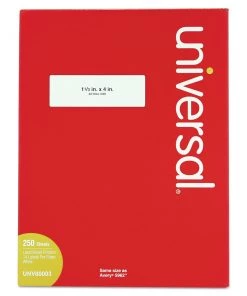 Universal UNV80003 Inkjet/Laser 1.33 In. X 4 In. Labels - White (250 Sheets/Box, 14/Sheet)