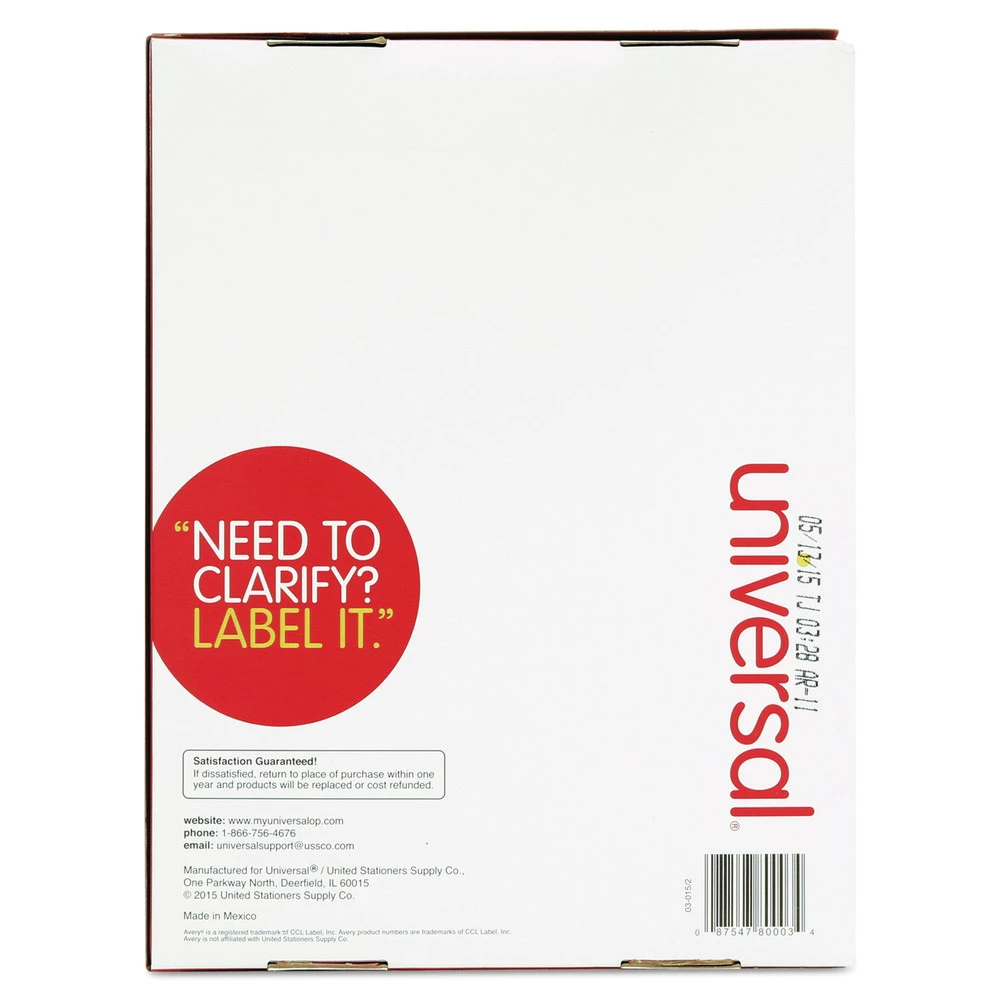 Universal UNV80003 Inkjet/Laser 1.33 In. X 4 In. Labels - White (250 Sheets/Box, 14/Sheet) - Image 2