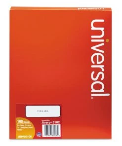 Universal UNV80106 1.33 In. X 4 In. White Labels, Inkjet/Laser Printers - White (1400/Box)