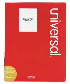 Universal UNV80109 Inkjet/Laser 8.5 In. X 11 In. Labels - White (100-Piece/Box)