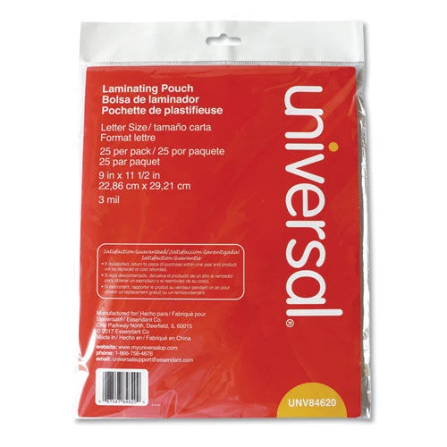 Universal UNV84620 3 Mil 9 In. X 11.5 In. Laminating Pouches - Matte Clear (25-Piece/Pack) - Image 2