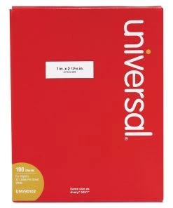 Universal UNV90102 1 In. X 2.81 In. Copier Mailing Labels - White (100-Sheet/Box 33-Piece/Sheet)