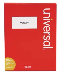 Universal UNV90107 2 In. X 4.25 In. Copier Mailing Labels - White (100-Sheet/Box)