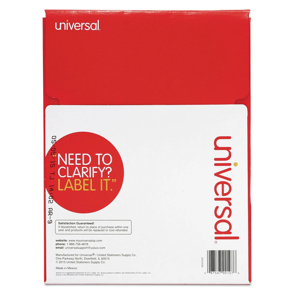 Universal UNV90107 2 In. X 4.25 In. Copier Mailing Labels - White (100-Sheet/Box) - Image 2