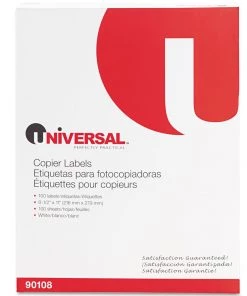 Universal UNV90108 8.5 In. X 11 In., Copier Mailing Labels - White (100/Box)