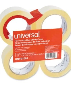 Universal UNV91004 Heavy-Duty 3 In. Core 1.88 In. X 60 Yds. Box Sealing Tape With Dispenser - Clear (4-Piece/Pack)
