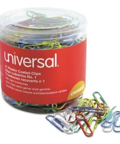Universal UNV95001 Small (No. 1), Plastic-Coated Paper Clips - Assorted Colors (500/Pack)