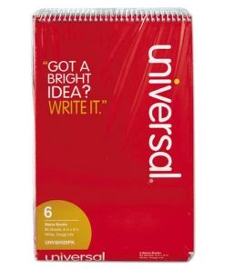 Universal UNV96920PK 6 In. X 9 In. Gregg Rule Steno Books - White (6 Pads/Pack, 80 Sheets/Pad)