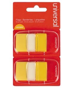 Universal UNV99006 Page Flags - Yellow (2 Dispensers/Pack, 50 Flags/ Dispenser)