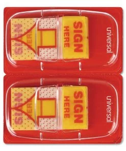 Universal UNV99007 Deluxe Sign Here Message Arrow Flags - Yellow (500/Pack)