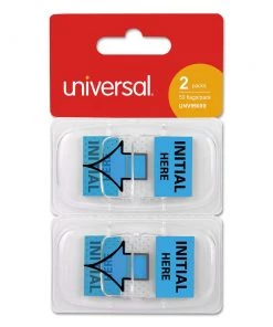 Universal UNV99009 1 In. X 1.75 In. Initial Here Deluxe Message Arrow Flags - Blue (100/Pack)