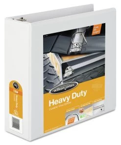 Wilson Jones W385-49WPP1 Heavy-Duty 3 Ring 3 In. Capacity 11 In. X 8.5 In. D-Ring View Binder With Extra-Durable Hinge - White