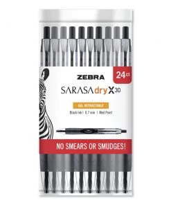 Zebra 47024 Sarasa Dry X30 Medium 0.7 Mm Black Ink Retractable Gel Pen