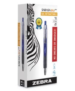 Zebra 47120 Sarasa Dry X30 0.7 Mm Blue Ink Retractable Gel Pens (1 Dozen)